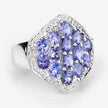 2.41 Carat Genuine Tanzanite and White Topaz .925 Sterling Silver Ring