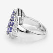 2.41 Carat Genuine Tanzanite and White Topaz .925 Sterling Silver Ring