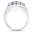 2.41 Carat Genuine Tanzanite and White Topaz .925 Sterling Silver Ring