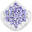 2.41 Carat Genuine Tanzanite and White Topaz .925 Sterling Silver Ring