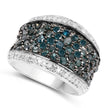 1.38 Carat Genuine Blue Diamond and White Diamond .925 Sterling Silver Ring