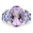 6.62 Carat Genuine Amethyst, Tanzanite and White Topaz .925 Sterling Silver Ring