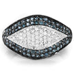 0.50 Carat Genuine Blue Diamond and White Diamond .925 Sterling Silver Ring