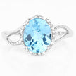 3.29 Carat Genuine Swiss Blue Topaz and White Diamond 10K White Gold Ring