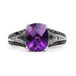 2.87 Carat Genuine Amethyst and Black Diamond .925 Sterling Silver Ring