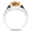 4.65 Carat Genuine Citrine, Champagne Diamond & White Diamond .925 Sterling Silver Ring