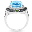 5.84 Carat Genuine Multi Stones .925 Sterling Silver Ring