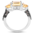 2.71 Carat Genuine Citrine and Champagne Diamond .925 Sterling Silver Ring