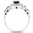 1.02 Carat Genuine Amethyst, Black Diamond & White Diamond .925 Sterling Silver Ring