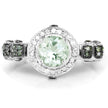 1.07 Carat Genuine Green Amethyst, Green Diamond and White Diamond .925 Sterling Silver Ring