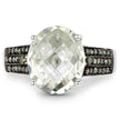 4.41 Carat Genuine Green Amethyst and Green Diamond .925 Sterling Silver Ring