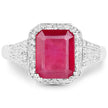 4.55 Carat Glass Filled Ruby and White Topaz .925 Sterling Silver Ring