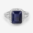 4.80 Carat Glass Filled Sapphire and White Topaz .925 Sterling Silver Ring