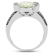 3.59 Carat Genuine Green Amethyst, Green Diamond & White Diamond .925 Sterling Silver Ring