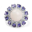 4.25 Carat Genuine Opal, Tanzanite & White Topaz .925 Sterling Silver Ring