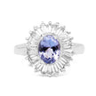 2.47 Carat Genuine Tanzanite and White Topaz .925 Sterling Silver Ring