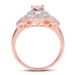 14K Rose Gold Plated 0.73 Carat Genuine Morganite & White Topaz .925 Sterling Silver Ring