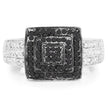 0.55 Carat Genuine Black Diamond and White Diamond .925 Sterling Silver Ring