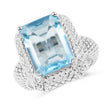 9.25 Carat Genuine Blue Topaz .925 Sterling Silver Ring