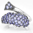 1.45 Carat Genuine Tanzanite and White Diamond .925 Sterling Silver Ring