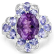 4.88 Carat Genuine Amethyst and Tanzanite .925 Sterling Silver Ring