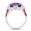 8.86 Carat Genuine Amethyst & White Topaz .925 Sterling Silver Ring