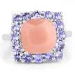 6.70 Carat Genuine Peach Moonstone and Tanzanite .925 Sterling Silver Ring