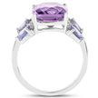 5.53 Carat Genuine Amethyst, Tanzanite & White Topaz .925 Sterling Silver Ring