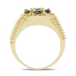 14K Yellow Gold Plated 1.40 Carat Genuine Blue Diamond .925 Sterling Silver Ring