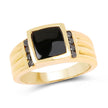 2.16 Carat Genuine Black Onyx and Black Diamond .925 Sterling Silver Ring