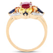 14K Yellow Gold Plated 3.76 Carat Genuine Multi Stone .925 Sterling Silver Ring