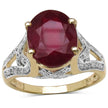 14K Yellow Gold Plated 4.00 Carat Genuine Ruby .925 Sterling Silver Ring