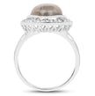 5.43 Carat Genuine Labradorite and White Topaz .925 Sterling Silver Ring