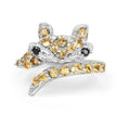 1.00 Carat Genuine Citrine & Black Spinel .925 Sterling Silver Ring