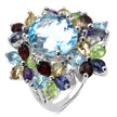 10.34 Carat Genuine Multi Stone .925 Sterling Silver Ring