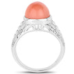 6.00 Carat Genuine Peach Moonstone .925 Sterling Silver Ring