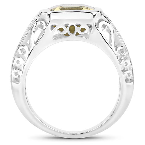 5.65 Carat Genuine Lemon Quartz .925 Sterling Silver Ring