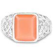 5.75 Carat Genuine Peach Moonstone .925 Sterling Silver Ring