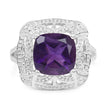 4.35 Carat Genuine Amethyst .925 Sterling Silver Ring