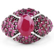 5.15 Carat Genuine Glass Filled Ruby & Ruby .925 Sterling Silver Ring