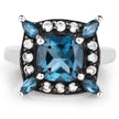 3.24 Carat Genuine London Blue Topaz and White Topaz .925 Sterling Silver Ring