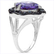 6.09 Carat Genuine Amethyst & Black Spinel .925 Sterling Silver Ring