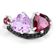 4.07 Carat Genuine Amethyst, Rhodolite & Black Spinel .925 Sterling Silver Ring