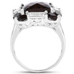 7.43 Carat Genuine Smoky Quartz & White Topaz .925 Sterling Silver Ring