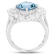 5.19 Carat Genuine London Blue Topaz & White Topaz .925 Sterling Silver Ring