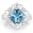 5.19 Carat Genuine London Blue Topaz & White Topaz .925 Sterling Silver Ring