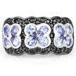 14K Yellow Gold Plated 2.60 Carat Genuine Tanzanite and Black Spinel .925 Sterling Silver Ring