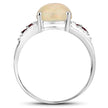 2.05 Carat Genuine Ethiopian Opal, Pink Tourmaline and White Topaz .925 Sterling Silver Ring