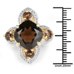 14K Yellow Gold Plated 5.92 Carat Genuine Smoky Quartz .925 Sterling Silver Ring