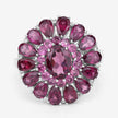 6.19 Carat Genuine Rhodolite and White Topaz .925 Sterling Silver Ring